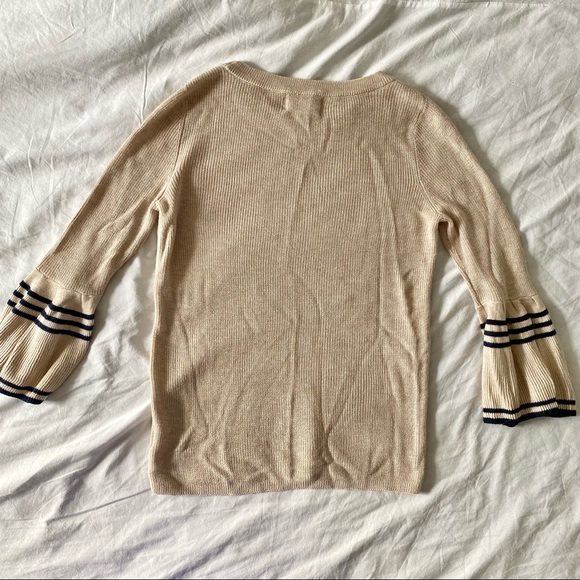 Beige Flare-Sleeved Knit Top - Picture 4 of 4